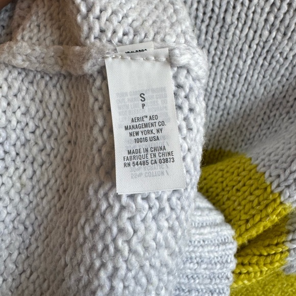 NWOT Aerie Oh So Soft Mock Neck Yellow Stripe Chunky Sweater - Picture 9 of 12